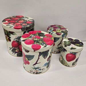 Department 56 Berry Tin Canister Set of 4 | Vintage Cottagecore Kitchen Decor
